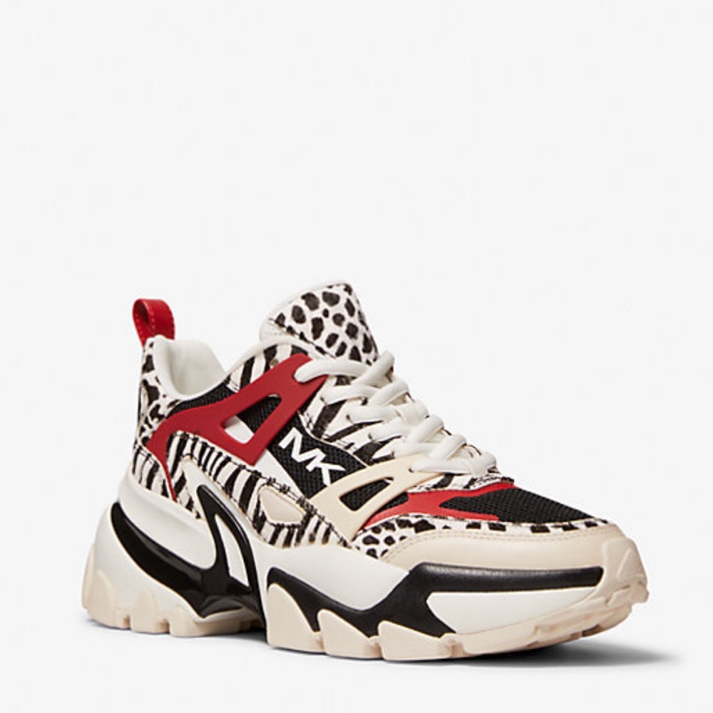 Michael Kors Red and Black Animal Print Sneakers size 6 - Picture 11 of 12